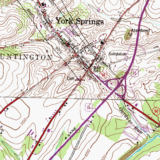 Topographic Map of Presbyterian Cemetery, PA