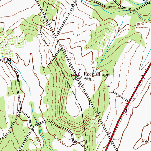 Topographic Map of Rock Chapel Cemetery, PA