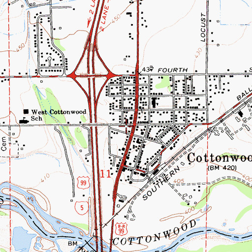 Topographic Map of Cottonwood, CA
