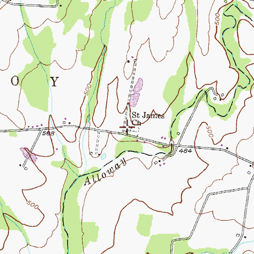 Topographic Map of Saint James Reformed Cemetery, PA