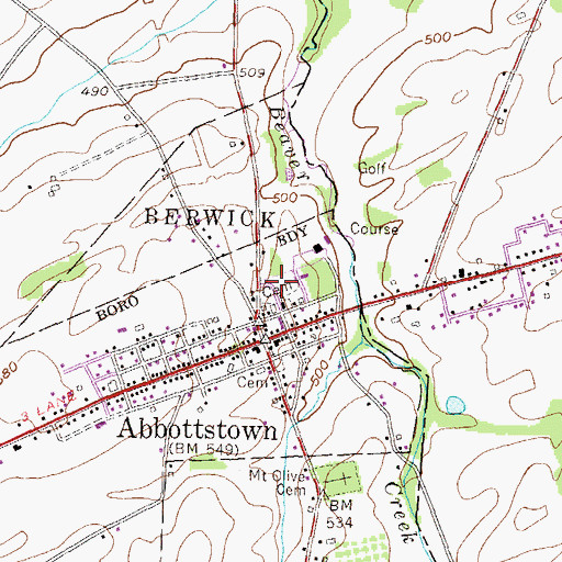 Topographic Map of Saint John's Lutheran Cemetery, PA