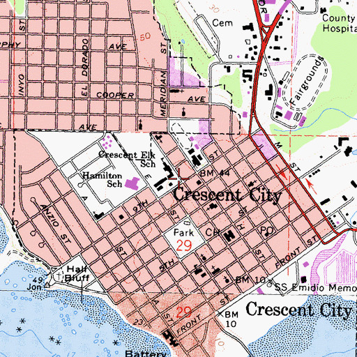 Topographic Map of Crescent City, CA