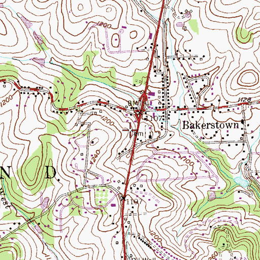 Topographic Map of Bakerstown Cemetery Company, PA