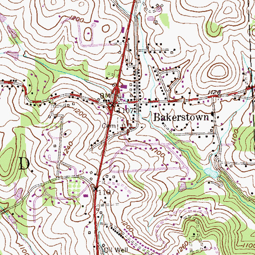Topographic Map of Bakerstown Presbyterian Cemetery, PA