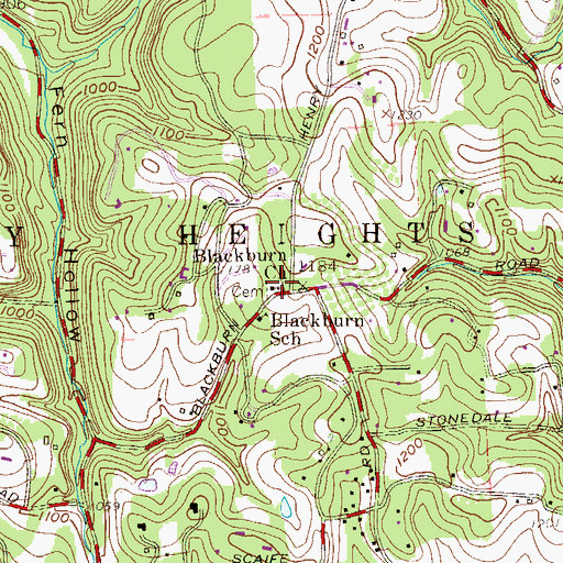 Topographic Map of Blackburn United Methodist Church Cemetery, PA