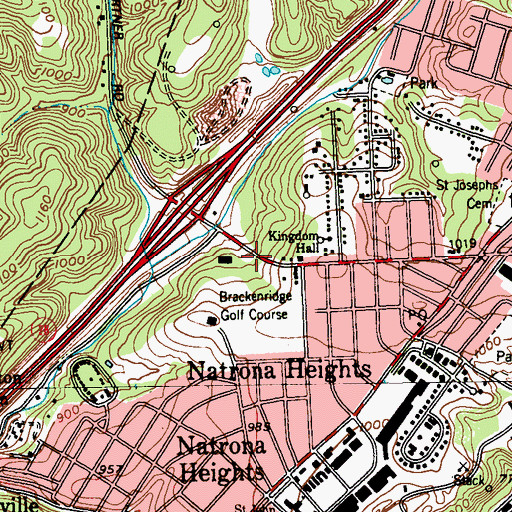 Topographic Map of Burtner Cemetery, PA