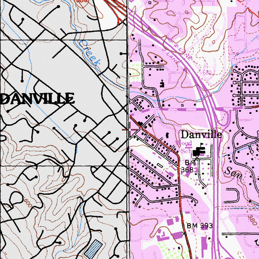 Topographic Map of Danville, CA