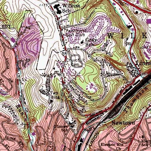 Topographic Map of Chofetz Chaim Cemetery, PA