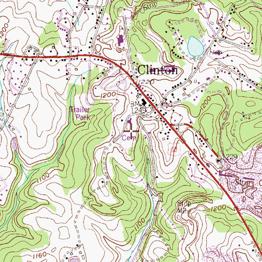 Topographic Map of Clinton United Presbyterian Church Cemetery, PA