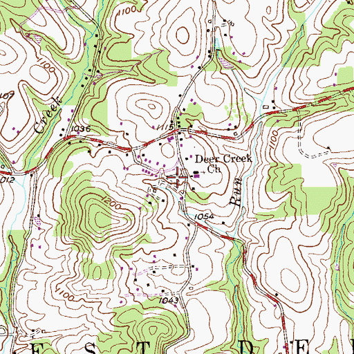 Topographic Map of Deer Creek United Presbyterian Cemetery, PA