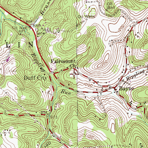 Topographic Map of Fairmount A R P Presbyterian Church Cemetery, PA