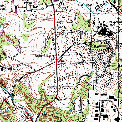Topographic Map of Fox Chapel Presbyterian Church Memorial Garden, PA
