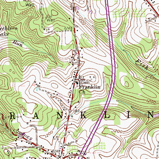 Topographic Map of Franklin Park Baptist Church Cemetery, PA