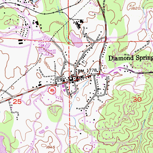 Topographic Map of Diamond Springs, CA
