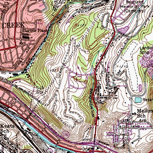 Topographic Map of Good Shepherd Catholic Cemetery, PA
