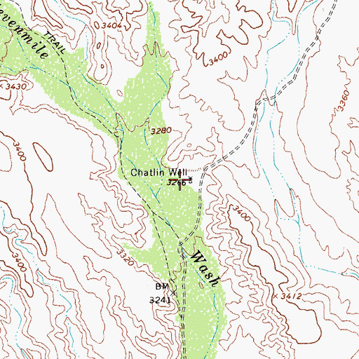 Topographic Map of Chatlin Well, AZ