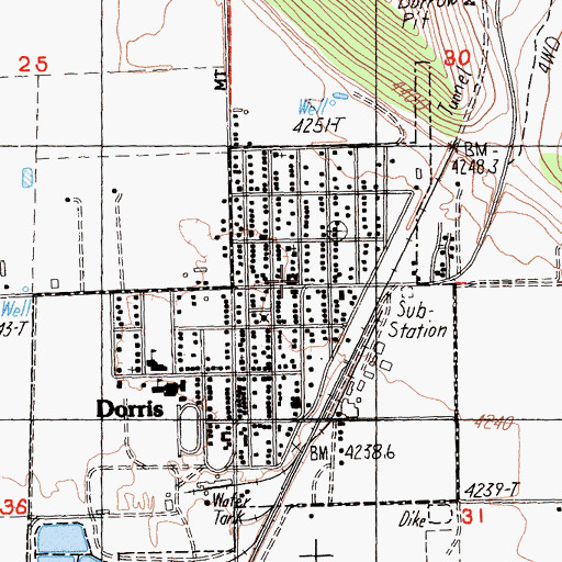 Topographic Map of Dorris, CA