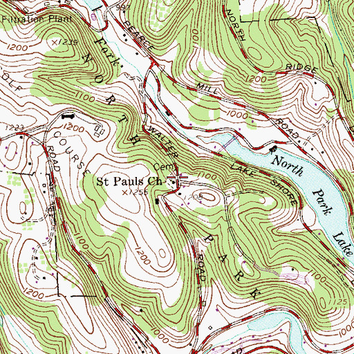 Topographic Map of Saint Paul's Lutheran Church Cemetery, PA