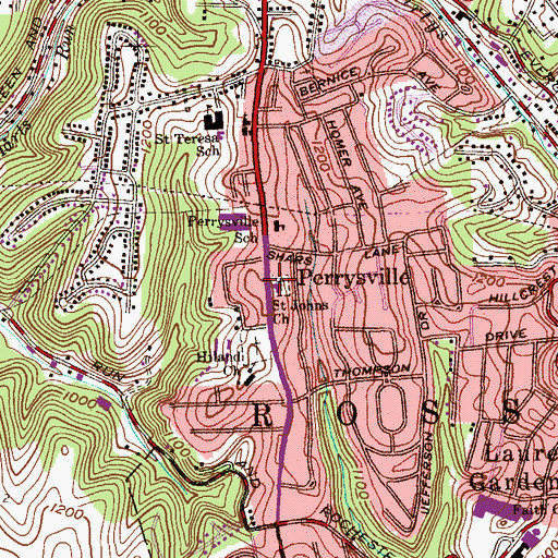 Topographic Map of Perrysville Lutheran Cemetery, PA