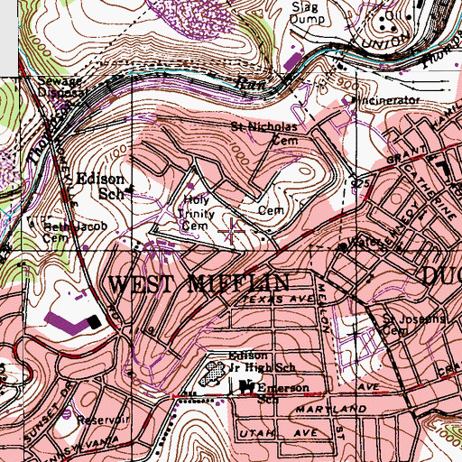 Topographic Map of Saint Hedwig Cemetery, PA