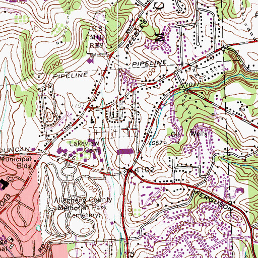 Topographic Map of Holy Trinity Greek Orthodox Cemetery, PA