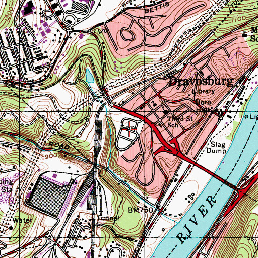 Topographic Map of Richland Cemetery, PA