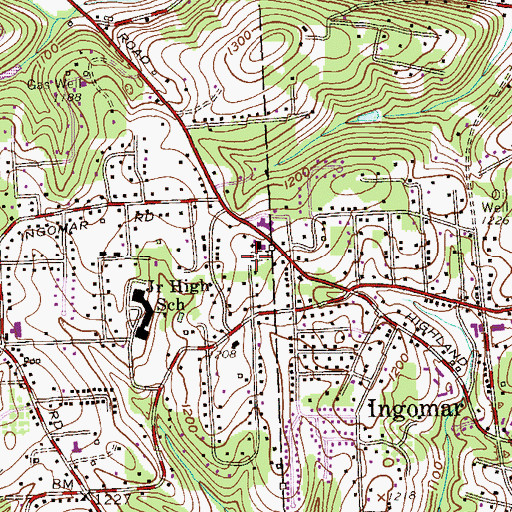 Topographic Map of Ingomar United Methodist Cemetery, PA