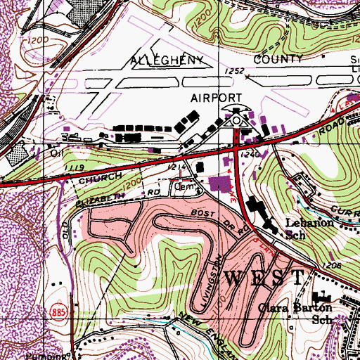 Topographic Map of Lebanon Church Cemetery, PA
