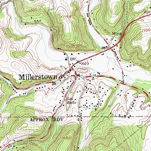 Topographic Map of Millerstown Cemetery, PA