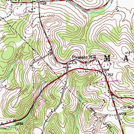 Topographic Map of Mount Pleasant Presbyterian Church Cemetery, PA