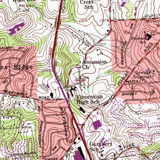 Topographic Map of Nazareth Convent - Sisters Cemetery, PA