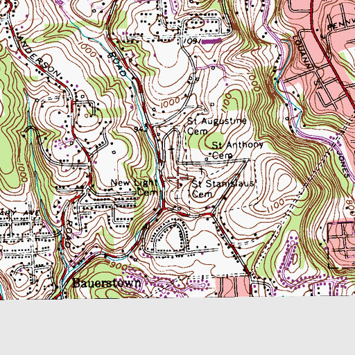 Topographic Map of Workman's Circle Branch 45 Cemetery, PA