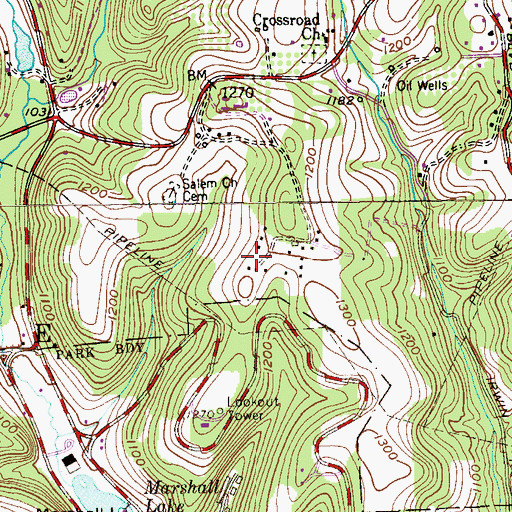 Topographic Map of Pridgeon Cemetery, PA