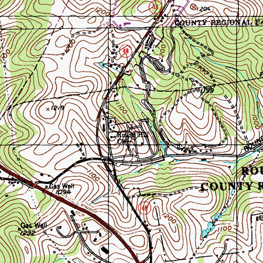 Topographic Map of Round Hill Cemetery, PA