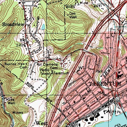 Topographic Map of Saint Clement Cemetery, PA