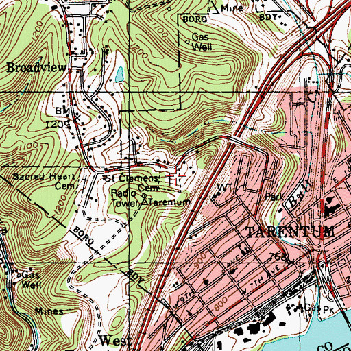 Topographic Map of Saint Clement Cemetery, PA