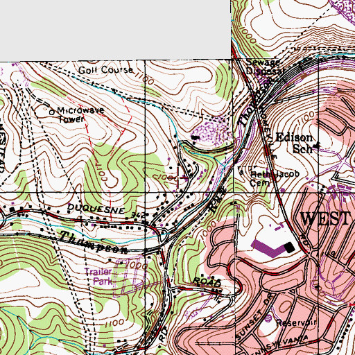 Topographic Map of Saint Agnes Catholic Cemetery, PA