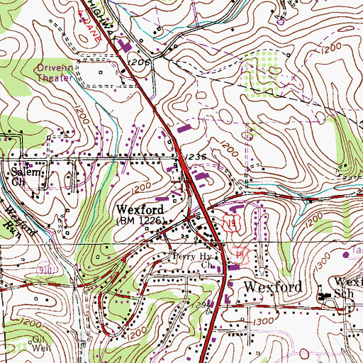 Topographic Map of Saint Alphonsus Church Cemetery, PA