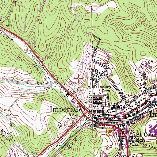 Topographic Map of Saint Columbkille Cemetery, PA