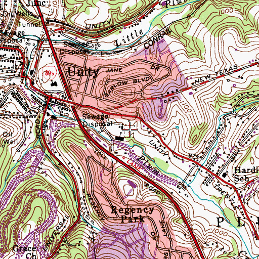 Topographic Map of Saint John the Baptist Catholic Cemetery, PA