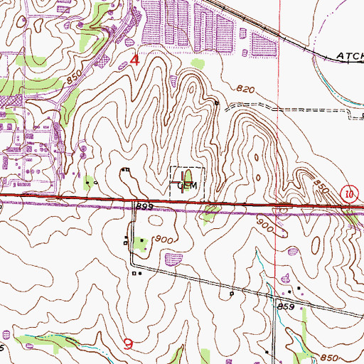 Topographic Map of Franklin Catholic Cemetery, KS