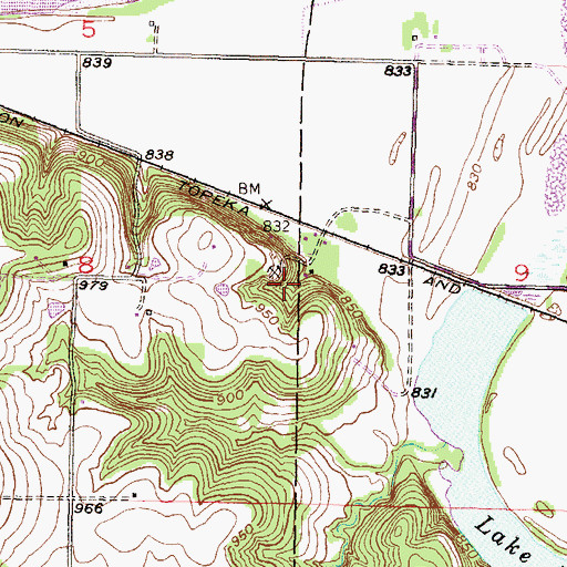 Topographic Map of Lewis - Crowder - Lakeview Cemetery, KS