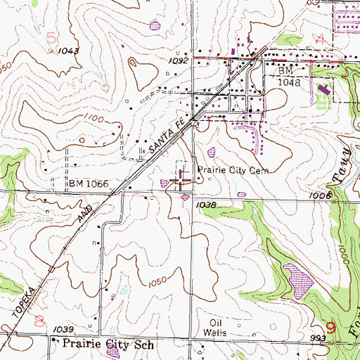 Topographic Map of Mount Calvary Cemetery, KS