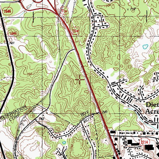 Topographic Map of Kentucky Veterans Cemetery Central, KY