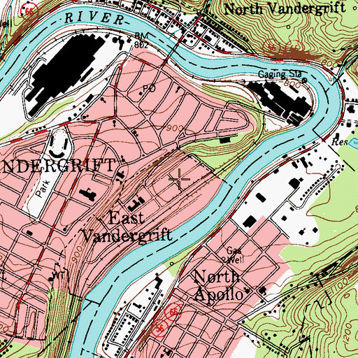 Topographic Map of East Vandergrift Post Office, PA