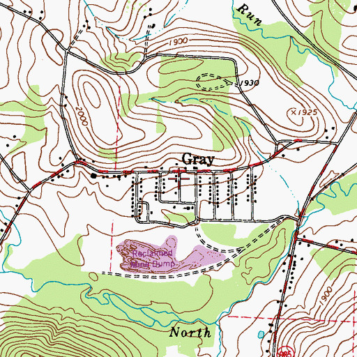 Topographic Map of Gray Post Office, PA