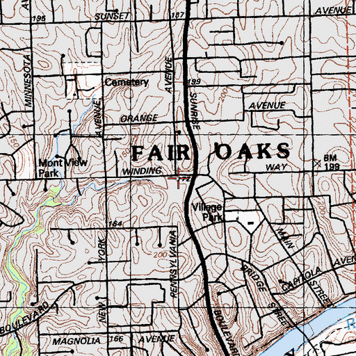 Topographic Map of Fair Oaks, CA
