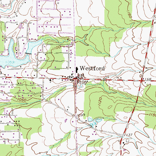 Topographic Map of Westford Post Office, PA