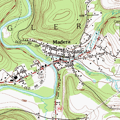 Topographic Map of Madera Post Office, PA