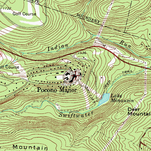 Topographic Map of Pocono Manor Post Office, PA